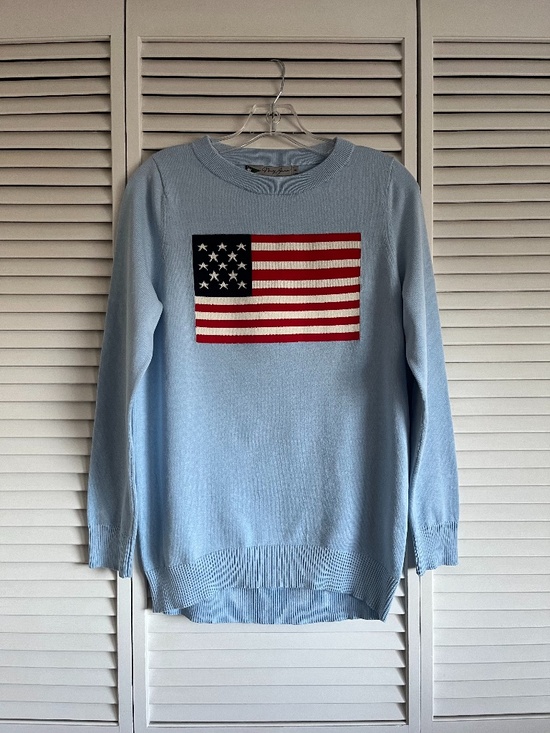 Sweaters - Navy Jane American Flag Sweater Light Blue women’s small